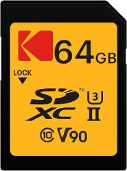 Kodak 64GB UHS-II U3 V90 Ultra Pro SDXC Memory Card - Up to 300MB/s Read Speed and 270MB/s Write Speed