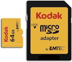 Kodak 64GB UHS-I U3 V30 A1 MicroSDXC Card with Adapter - Up to 95MB/s Read Speed - Up to 85MB/s